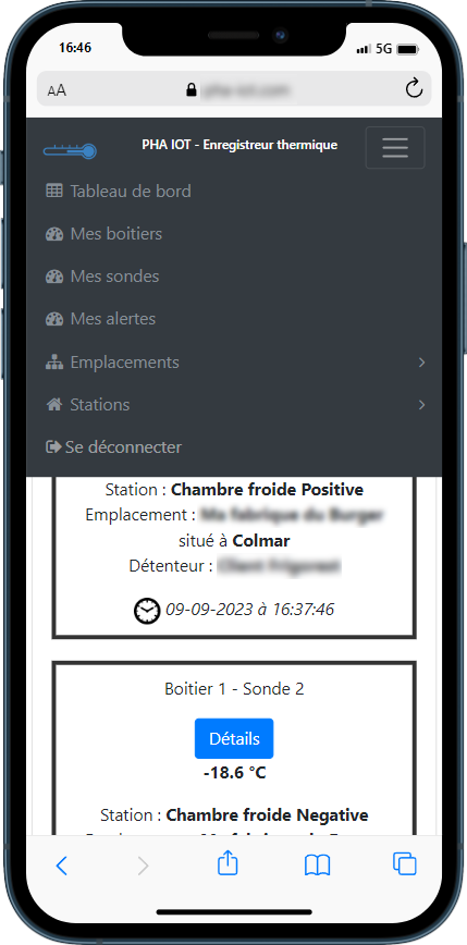 Consultation des données et configuration sur smartphone